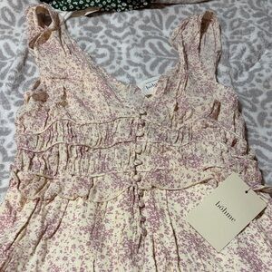 Bohme Cream and Pink Ruffle Dress